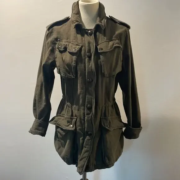 Free People Utility Cargo Jacket in Olive Green Size Small - Picture 6 of 12
